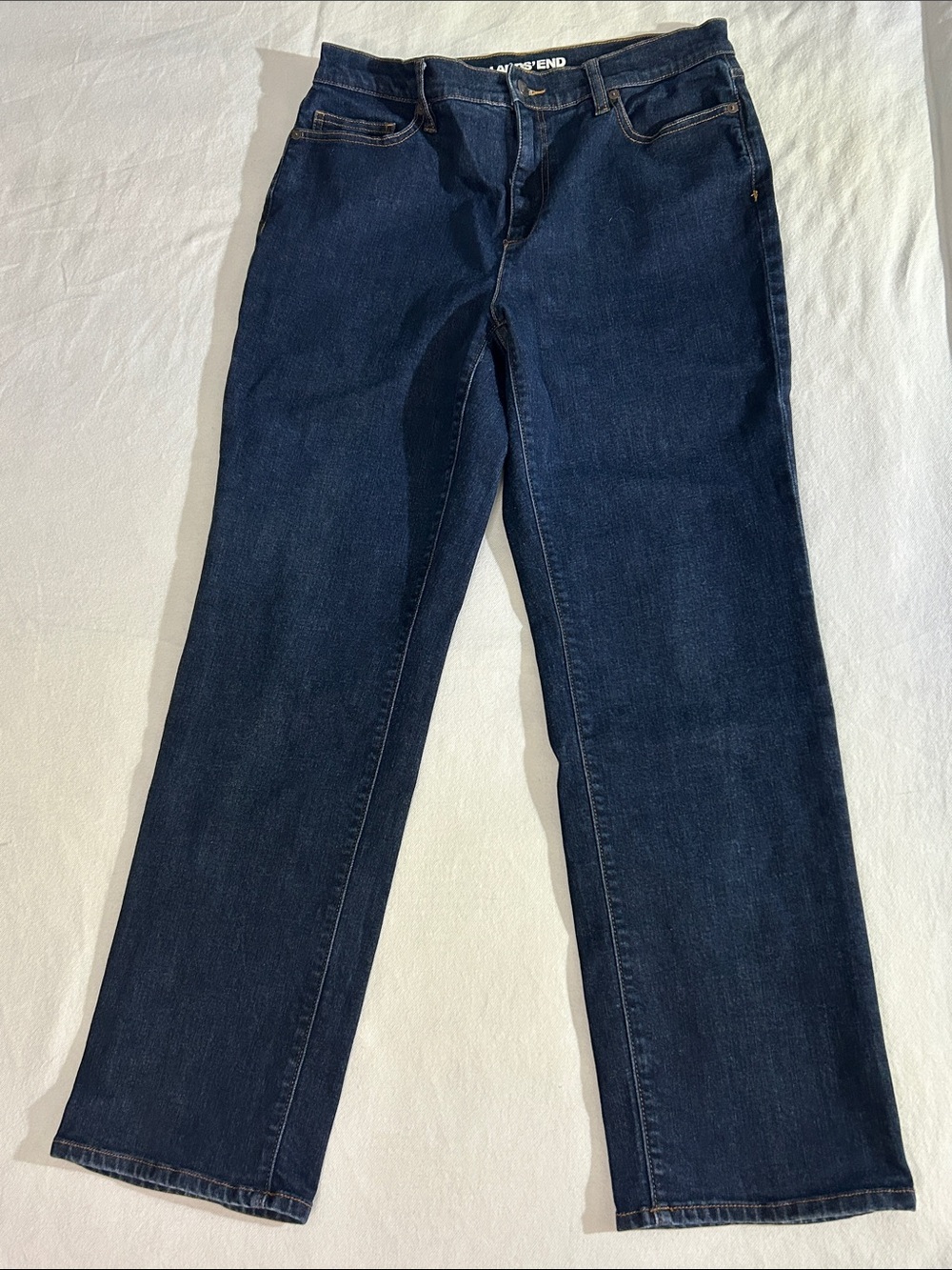 Lands' End Women's Recover High Rise Straight Leg Jeans
 in Dark Indigo